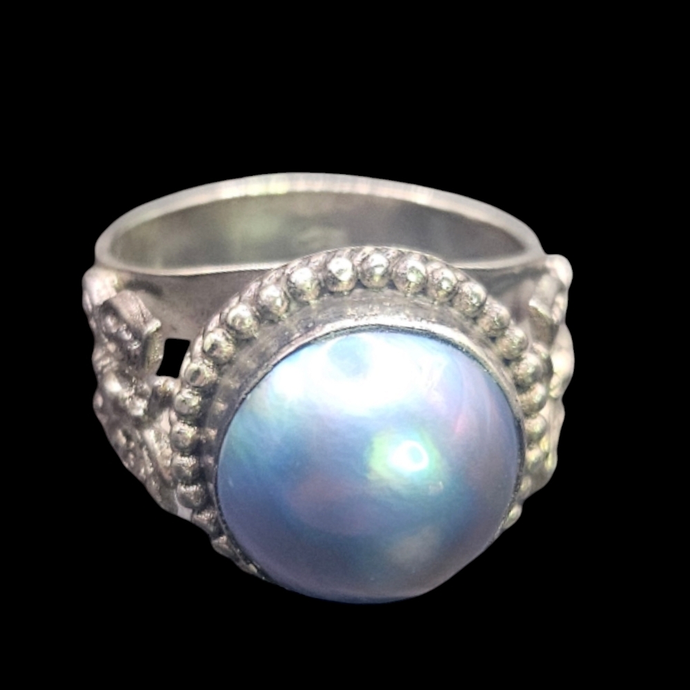 Blue Mabe Pearl Ring - Picture 6 of 11